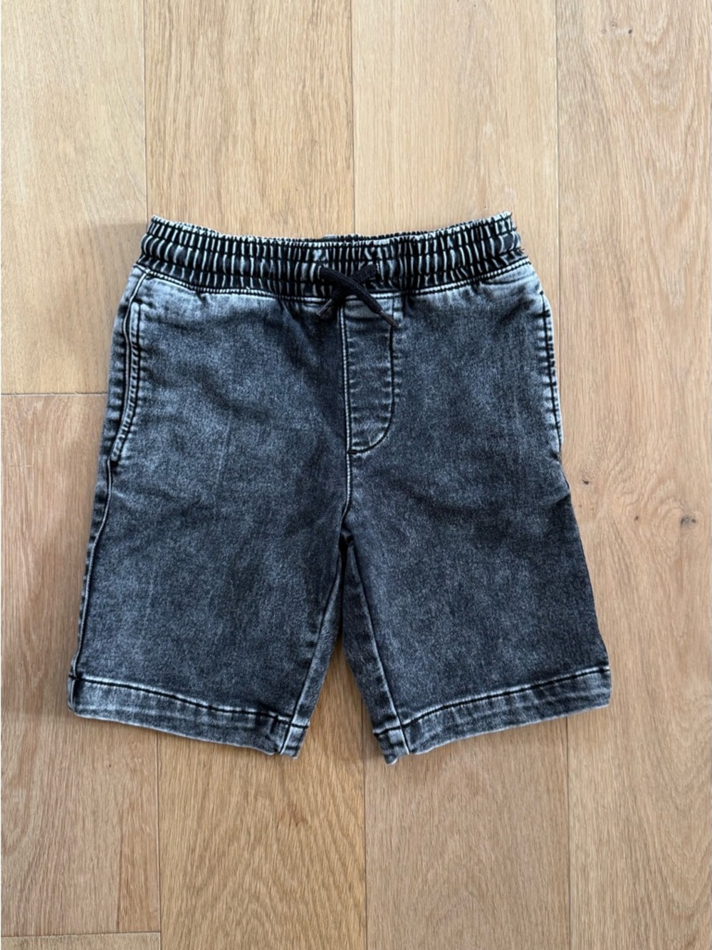 Kids Washed Black Denim Look Pull-On Shorts
